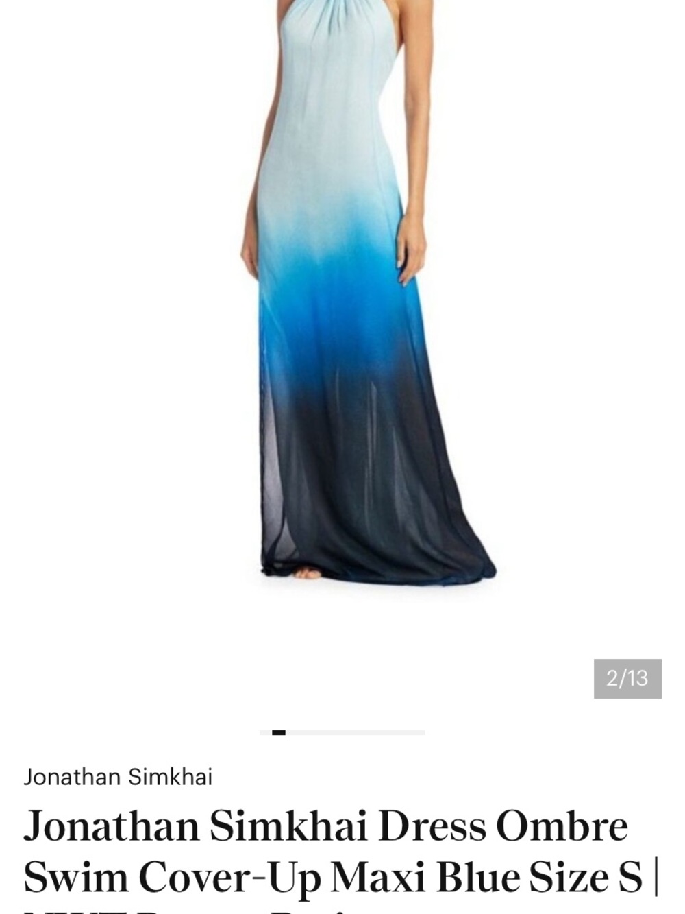 Jonathan Simkhai Gradient Blue to Navy Halter Maxi Dress
